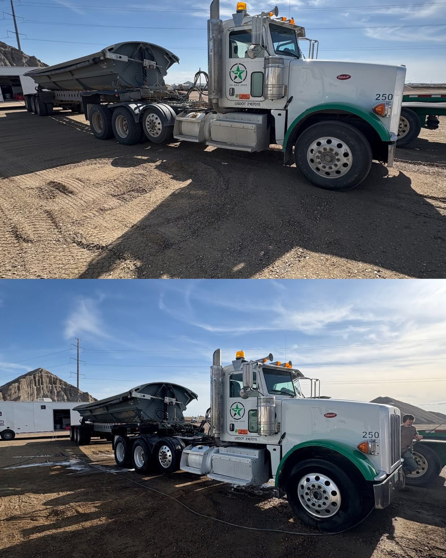 Peterbilt 367 & Side Dump Trailer — Before & After