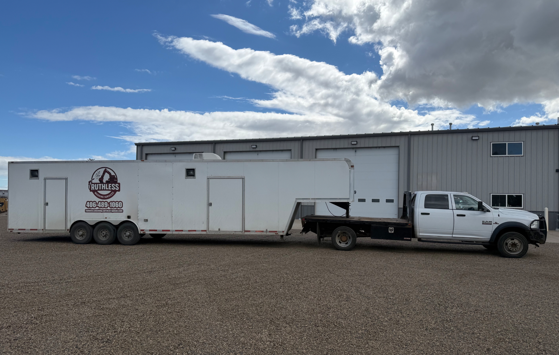 Fully equipped enclosed trailer with dual wash setups
